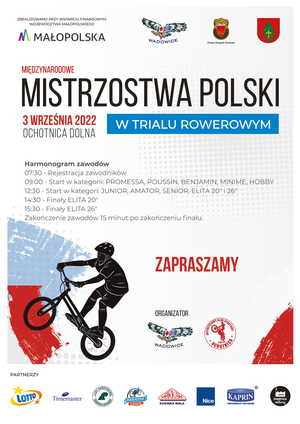 Mistrzostwa Polski w trialu rowerowym oraz Międzynarodowy Puchar Polski - 3 września. Regulamin